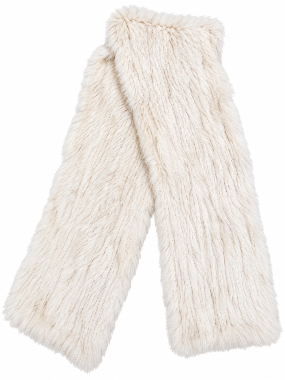 Danier Genuine Rabbit Fur Scarf Wrap Stole Ivory Cream Long Luxury Winter